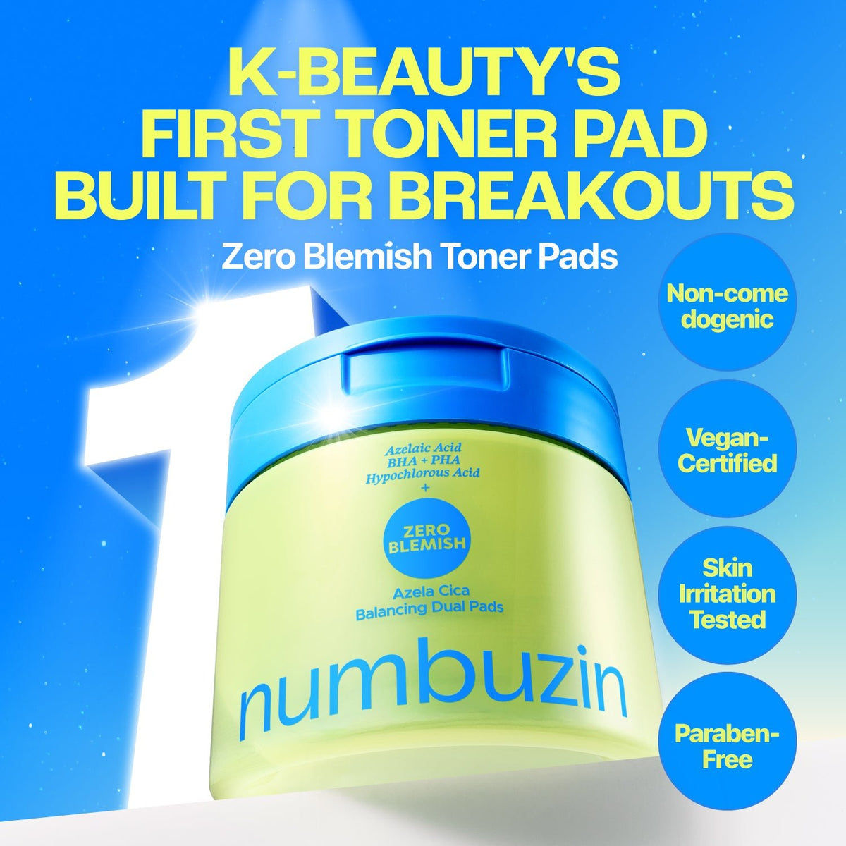 Numbuzin Blemish Azela Cica Balancing Dual Pads (60 Pads) نامبوزين وسادات مزدوجة لموازنة البشرة بالأزيليك والسيكا لعلاج الشوائب - Princess Cosmetics Qatar
