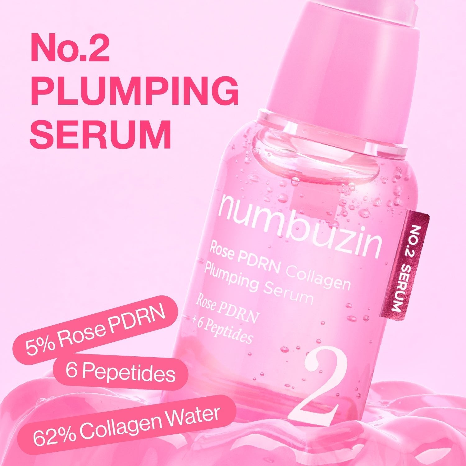 Numbuzin No.2 Rose PDRN Collagen Plumping Serum 30ml سيروم كولاجين نامبوزين رقم 2 روز بي دي آر إن لنفخ البشرة - Princess Cosmetics Qatar