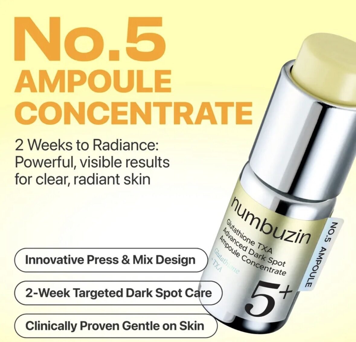 Numbuzin No.5 Glutathione TXA Advanced Dark Spot Ampoule Concentrate 10.7g أمبولة مركزة متقدمة من الجلوتاثيون TXA من نومبوزين رقم 5 للبقع الداكنة - Princess Cosmetics Qatar