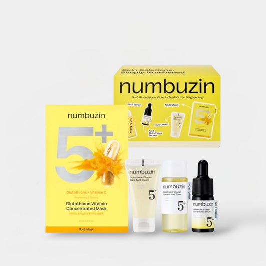 Numbuzin No.5 Glutathione Vitamin Trial Kit for Brightening Set (4pcs) طقم نومبوزين رقم 5 التجريبي بفيتامين الجلوتاثيون للتفتيح - Princess Cosmetics Qatar