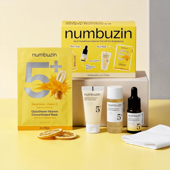 Numbuzin No.5 Glutathione Vitamin Trial Kit for Brightening Set (4pcs) طقم نومبوزين رقم 5 التجريبي بفيتامين الجلوتاثيون للتفتيح - Princess Cosmetics Qatar