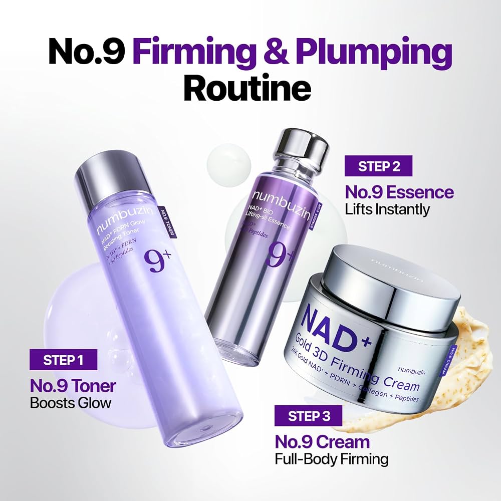Numbuzin No.9 NAD + Gold 3D Firming Cream 50ml نومبوزين رقم 9 كريم NAD+ الذهبي ثلاثي الأبعاد لشد البشرة - Princess Cosmetics Qatar