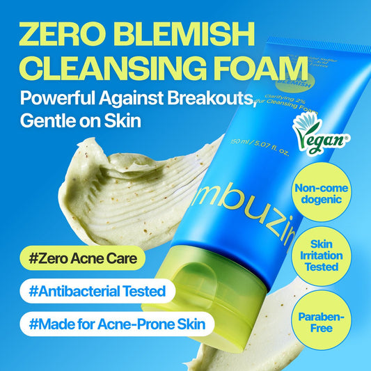 Numbuzin Zero Blemish Clarifying 2% Sulfur Cleansing Foam 150ml نومبوزين زيرو بليميش رغوة تنظيف منقية للبشرة بالكبريت 2% - Princess Cosmetics Qatar