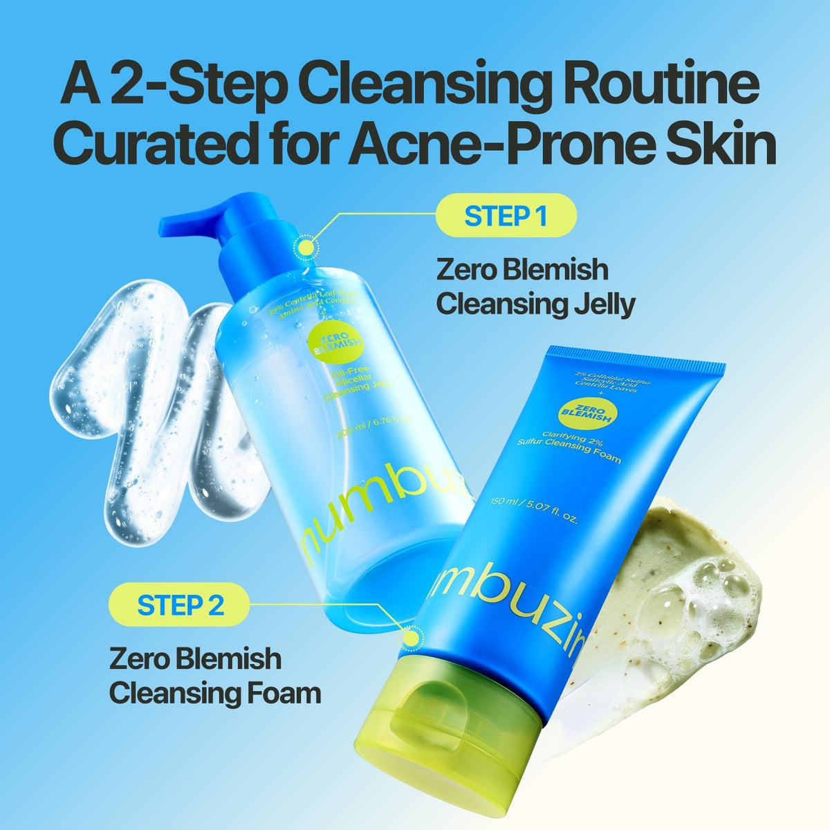 Numbuzin Zero Blemish Oil-Free Micellar Cleansing Jelly 200ml نومبوزين زيرو بليميش جل ميسيلار منظف خالٍ من الزيوت - Princess Cosmetics Qatar