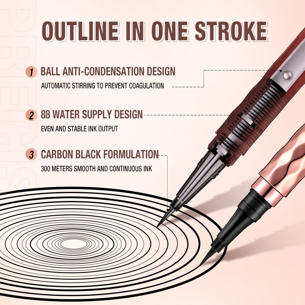 O.TWO.O Gold Silk Smooth Liquid Eyeliner 0.5g - Black محدد عيون سائل ذهبي ناعم كالحرير من O.TWO.O - أسود - Princess Cosmetics Qatar