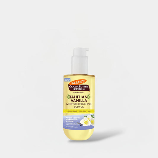 Palmer’s Cocoa Butter Formula with Vitamin E Tahitian Vanilla Moisture Drenching Body Oil 192ml زيت بالمرز المرطب للجسم بخلاصة زبدة الكاكاو وفيتامين E والفانيليا التاهيتية - Princess Cosmetics Qatar