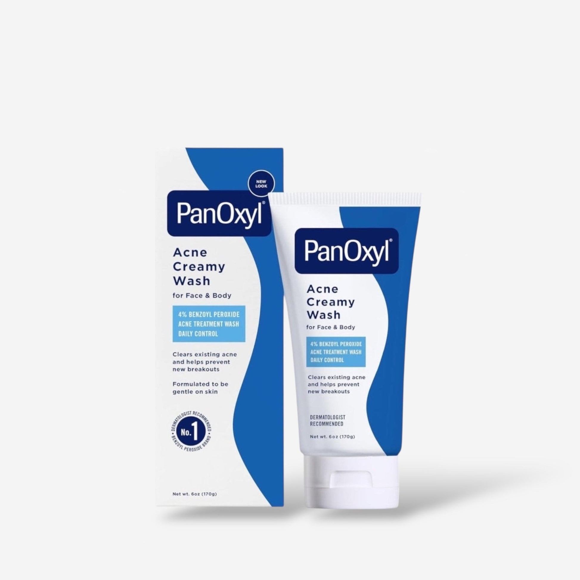 PanOxyl Acne Creamy Wash Benzoyl Peroxide 4% Daily Control 170g غسول كريمي لعلاج حب الشباب من بانوكسيل، بنزويل بيروكسيد ٤٪ للتحكم اليومي - Princess Cosmetics Qatar