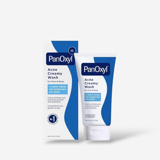 PanOxyl Acne Creamy Wash Benzoyl Peroxide 4% Daily Control 170g غسول كريمي لعلاج حب الشباب من بانوكسيل، بنزويل بيروكسيد ٤٪ للتحكم اليومي - Princess Cosmetics Qatar