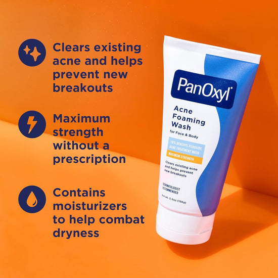 PanOxyl Acne Foaming Wash Benzoyl Peroxide 10% Maximum Strength 156g. PanOxyl حب الشباب رغوة غسول البنزويل بيروكسايد 10 ٪ أقصى قوة - Princess Cosmetics Qatar