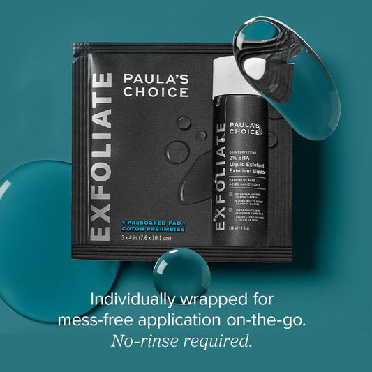 Paula’s Choice Skin Perfecting 2% BHA Exfoliating Pads (10 Pads) وسادات تقشير البشرة من بولاز تشويس بتركيز 2% من حمض بيتا هيدروكسي (BHA) - Princess Cosmetics Qatar
