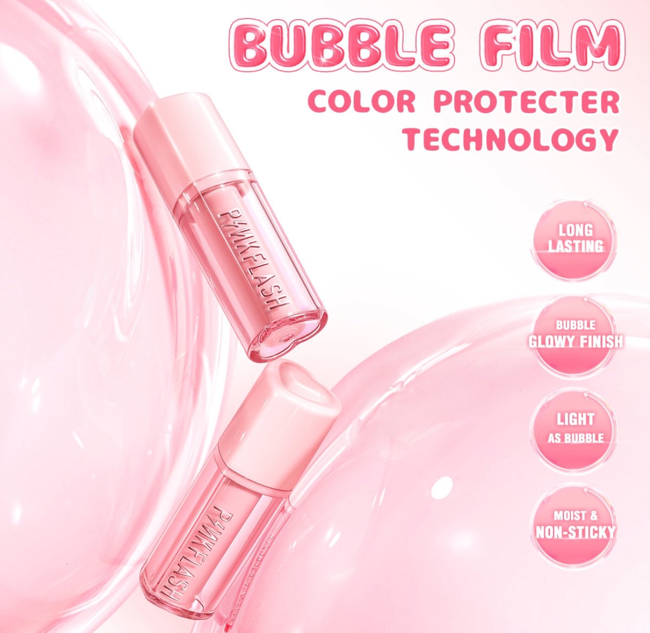 Pinkflash Transferproof Bubble Glowy Lip Tint لون الشفاه اللامع المقاوم للتلف بينك فلاش - Princess Cosmetics Qatar