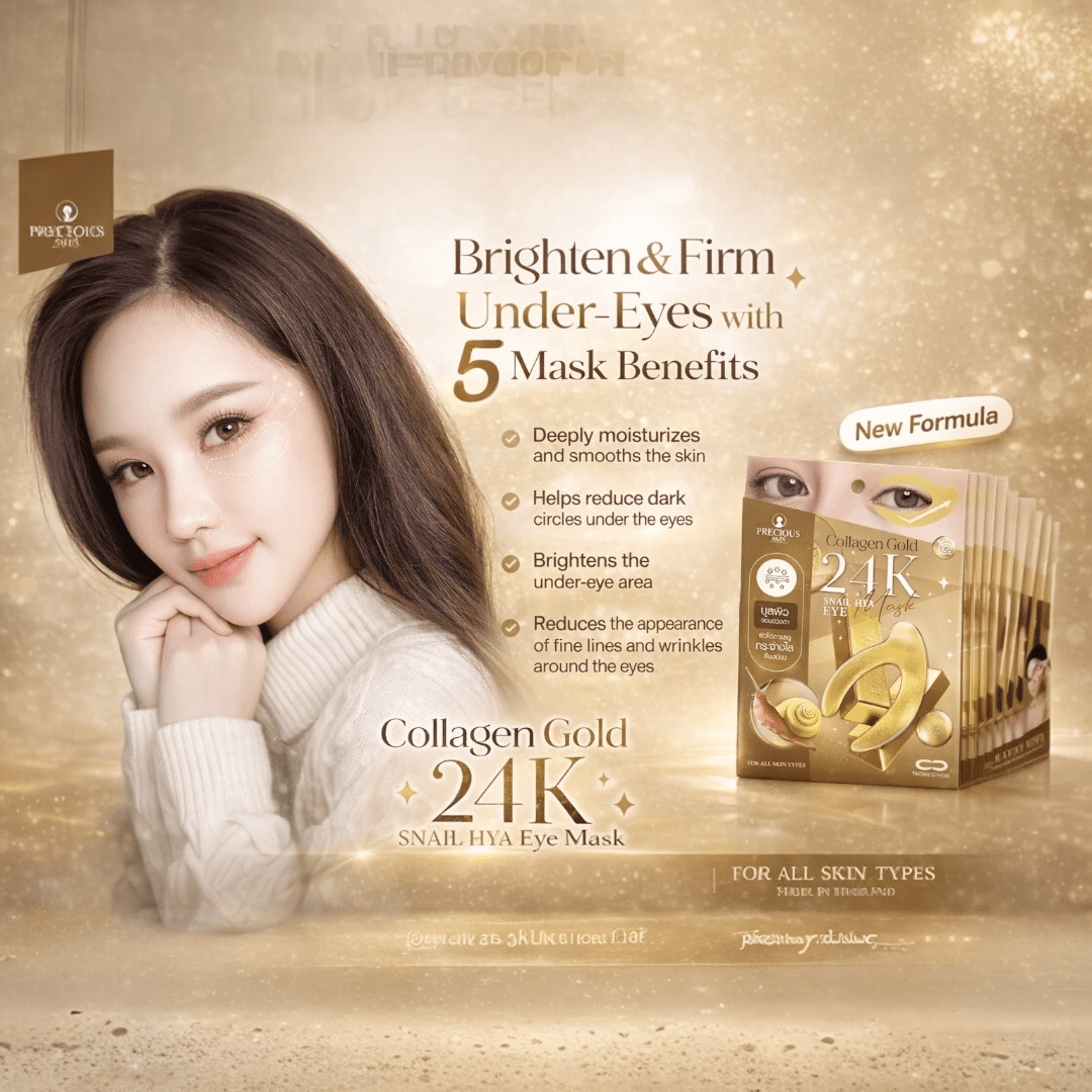 Precious Skin Collagen Gold 24K Snail - HYA Eye Mask 9g قناع العين بريشوس سكين كولاجين ذهبي عيار 24 قيراط بخلاصة الحلزون وحمض الهيالورونيك - Princess Cosmetics Qatar