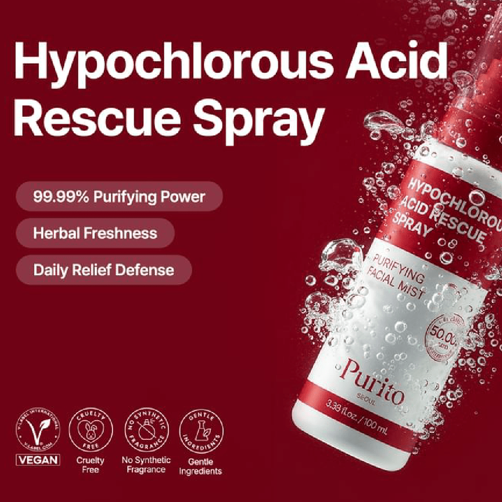 Purito Hypochlorous Acid Rescue Spray 100ml بخاخ إنقاذ حمض الهيبوكلوروس من بورييتو - Princess Cosmetics Qatar