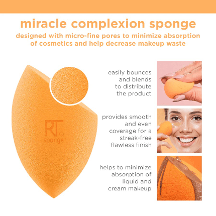 Real Techniques 2 Miracle Complexion Sponges ريال تكنيكس – 2 إسفنجة ميراكل كومبليكشن - Princess Cosmetics Qatar