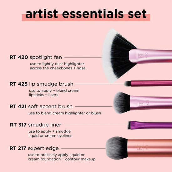 Real Techniques Artist Essentials Makeup Brush Set طقم فرش مكياج أرتيست إسينشالز من ريل تكنيكس - Princess Cosmetics Qatar