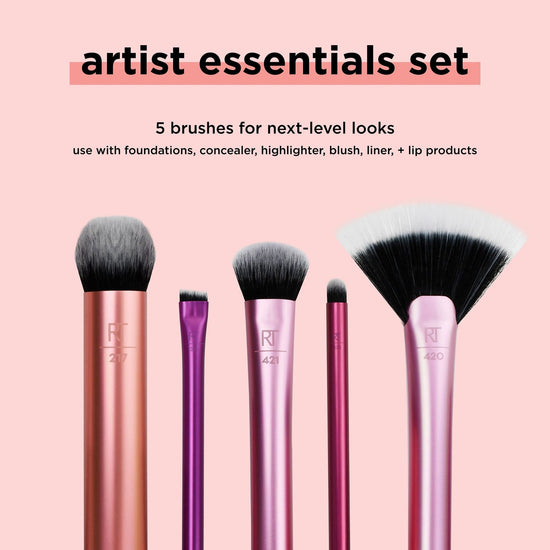 Real Techniques Artist Essentials Makeup Brush Set طقم فرش مكياج أرتيست إسينشالز من ريل تكنيكس - Princess Cosmetics Qatar