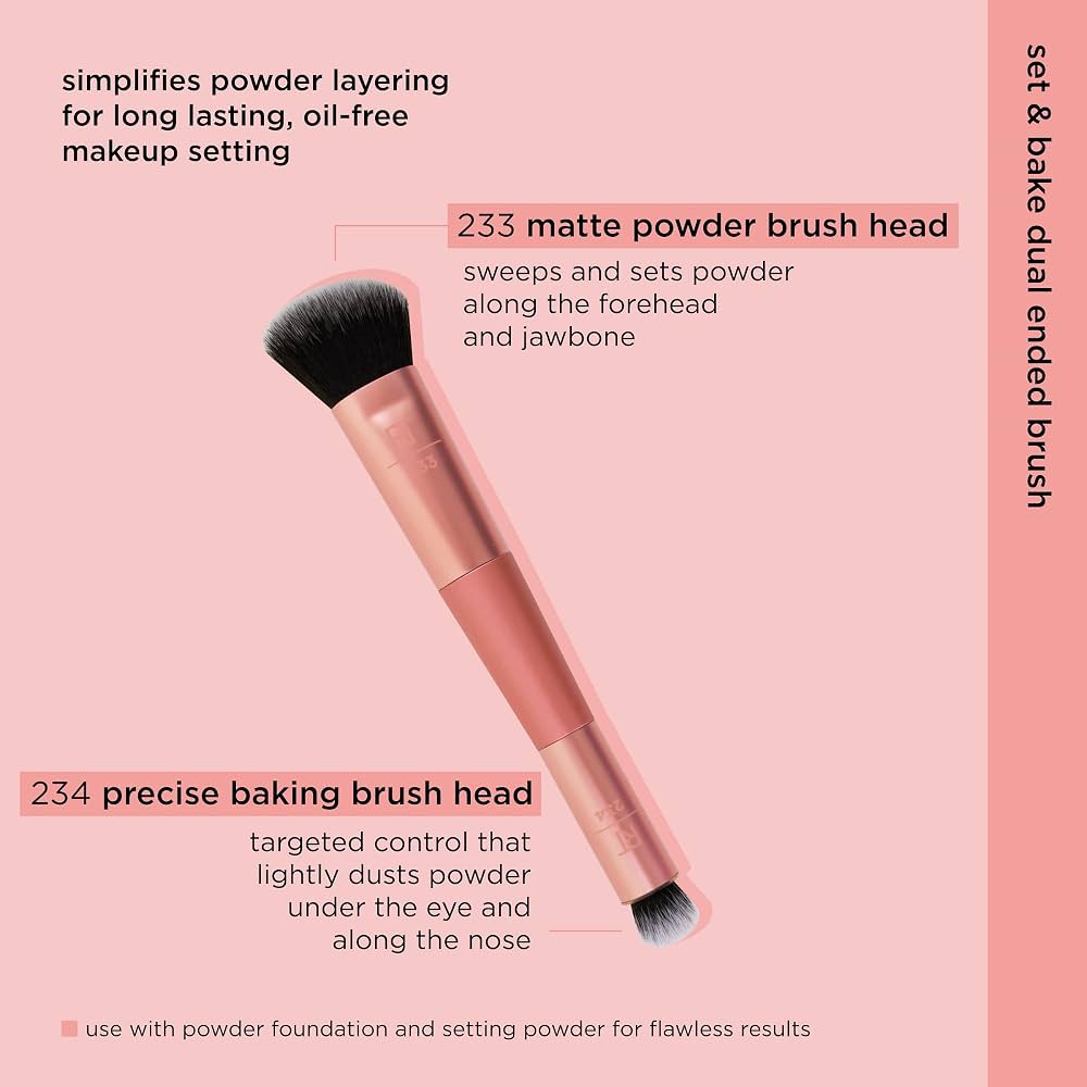 Real Techniques Cover + Conceal Dual Ended Makeup Brush ريال تكنيكس – فرشاة مكياج مزدوجة الأطراف للتغطية وإخفاء العيوب - Princess Cosmetics Qatar