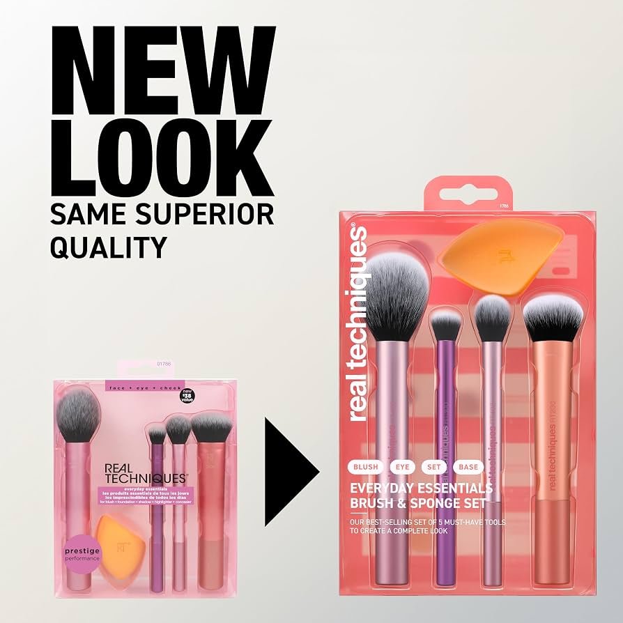 Real Techniques Everyday Essentials Makeup Brush Set ريال تكنيكس – مجموعة فرش المكياج الأساسيات اليومية - Princess Cosmetics Qatar