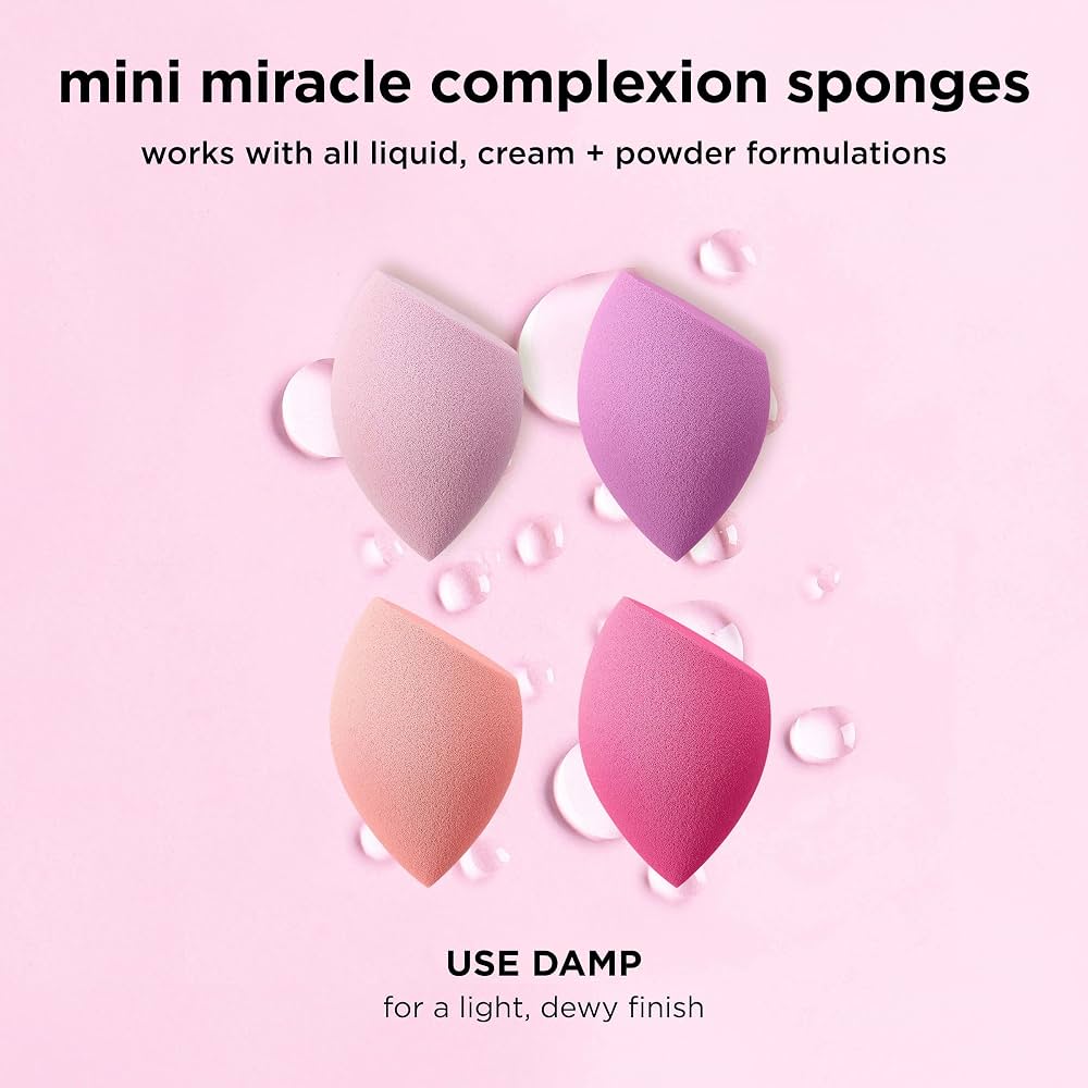 Real Techniques MINI Complexion Sponges 4 Pack ريال تكنيكس – إسفنجات ميني للبشرة، 4 قطع - Princess Cosmetics Qatar