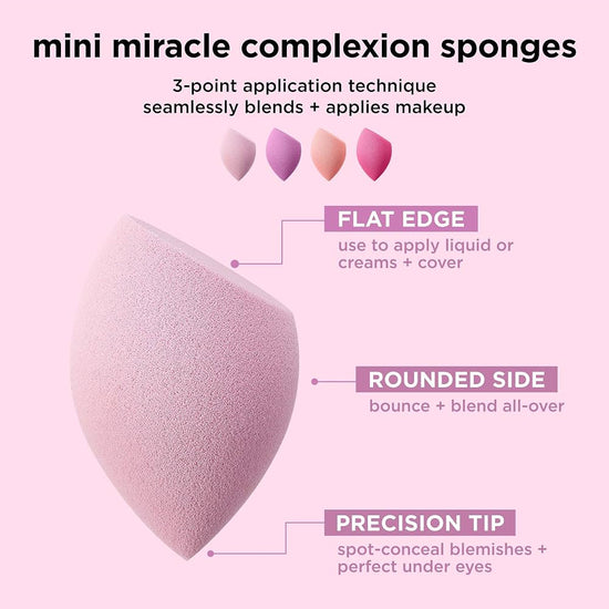 Real Techniques MINI Complexion Sponges 4 Pack ريال تكنيكس – إسفنجات ميني للبشرة، 4 قطع - Princess Cosmetics Qatar