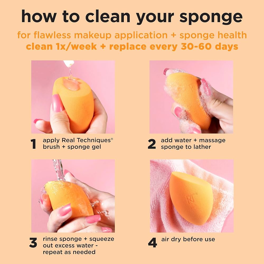 Real Techniques MINI Complexion Sponges 4 Pack ريال تكنيكس – إسفنجات ميني للبشرة، 4 قطع - Princess Cosmetics Qatar