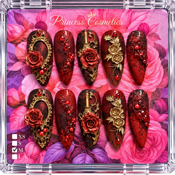 Red Flower High Quality Nails أظافر عالية الجودة بزهرة حمراء - Princess Cosmetics Qatar