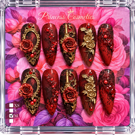 Red Flower High Quality Nails أظافر عالية الجودة بزهرة حمراء - Princess Cosmetics Qatar