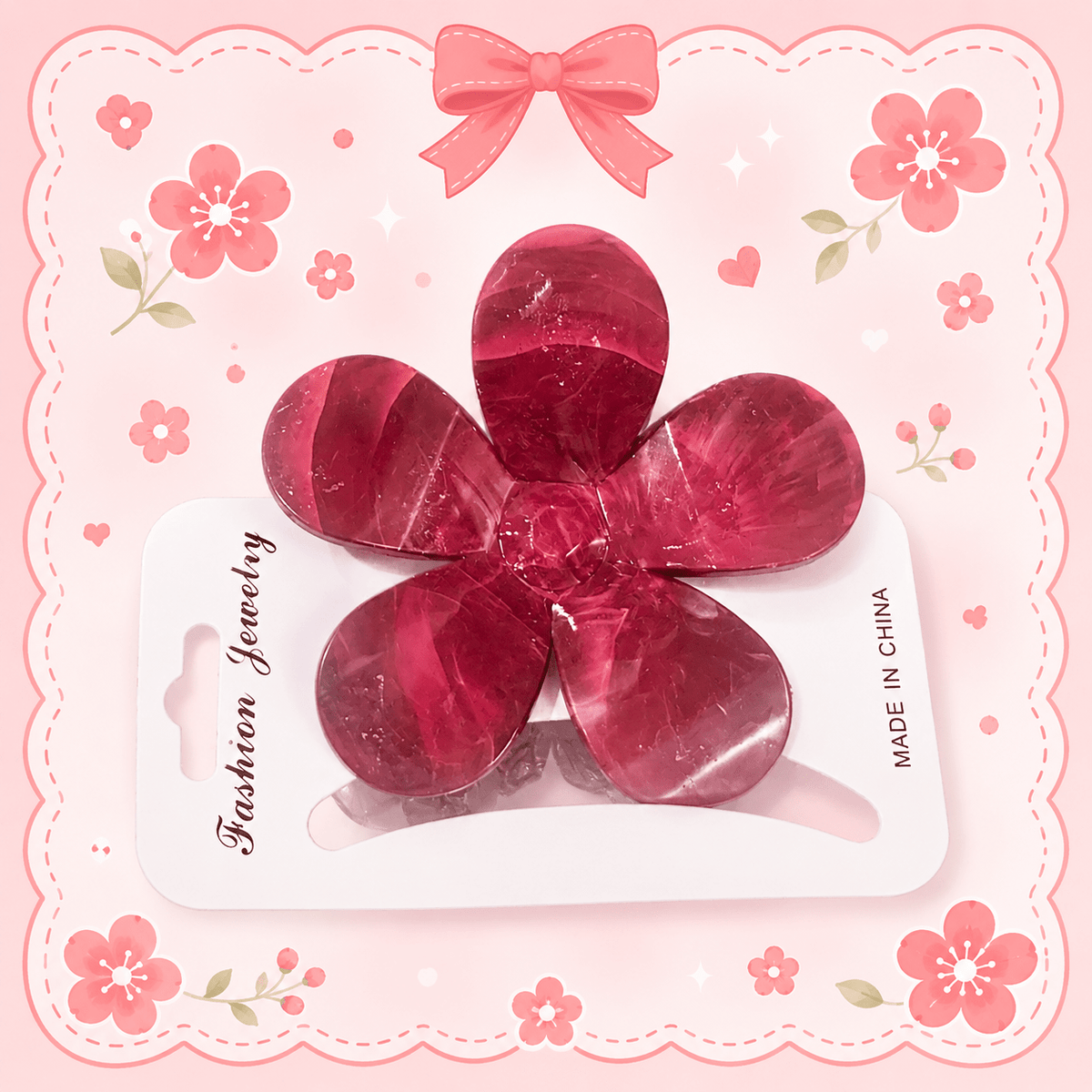 Red Marble Clips مشابك رخامية حمراء - Princess Cosmetics Qatar