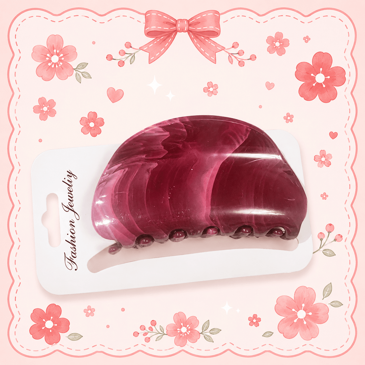 Red Marble Clips مشابك رخامية حمراء - Princess Cosmetics Qatar