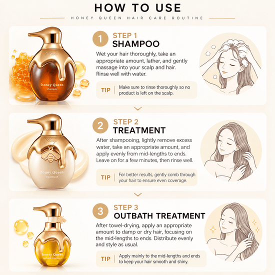 ReFa Luxurious Honey Queen Hair Care Line (3pcs) ريفا – مجموعة هوني كوين الفاخرة للعناية بالشعر - Princess Cosmetics Qatar