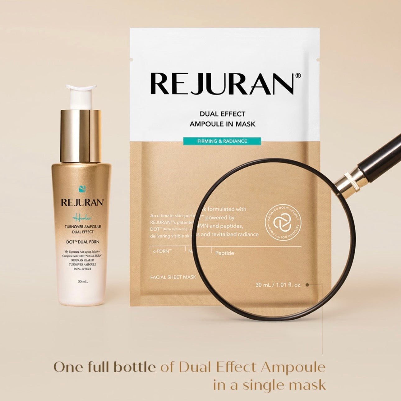 Rejuran Dual Effect Ampoule In Mask Firming & Radiance (1 Sheet) قناع ريجوران ثنائي المفعول لشد البشرة وإضفاء النضارة عليها - Princess Cosmetics Qatar
