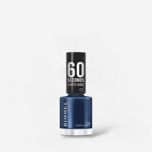 Rimmel 60 Seconds Super Shine Nail Polish - 102 Denim Lover ريميل طلاء أظافر 60 ثانية سوبر شاين - 102 دينيم لافر - Princess Cosmetics Qatar