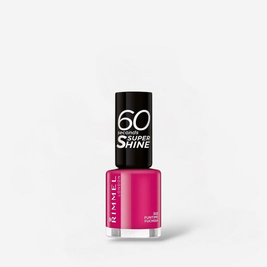 Rimmel 60 Seconds Super Shine Nail Polish - 323 Funtime Fuchsia ريميل طلاء أظافر 60 ثانية سوبر شاين - 323 فَن تايم فوشيا - Princess Cosmetics Qatar