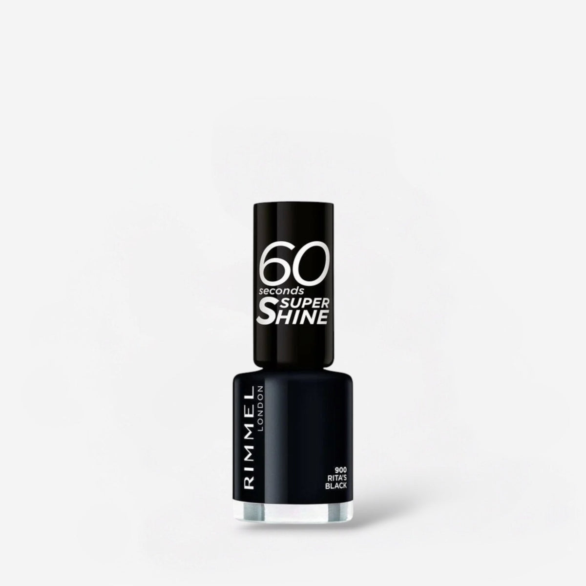 Rimmel 60 Seconds Super Shine Nail Polish - 900 Ritas Black ريميل طلاء أظافر 60 ثانية سوبر شاين - 900 ريتاز بلاك - Princess Cosmetics Qatar