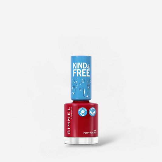 Rimmel Kind & Free Nail Polish - 156 Poppy Pop Red ريميل كايند آند فري طلاء أظافر - 156 بوبي بوب أحمر - Princess Cosmetics Qatar