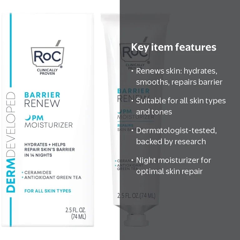 ROC Barrier Renew PM Moisturizer 74ml روك باريير رينيو كريم مرطب ليلي - Princess Cosmetics Qatar