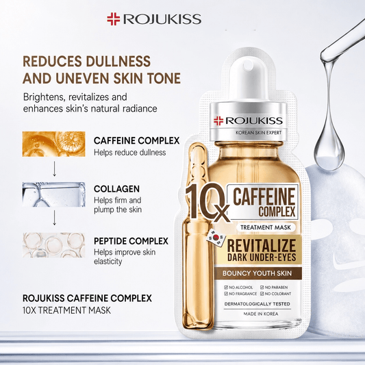 Rojukiss Caffeine Complex 10x Treatment Mask (1 Sheet) قناع روجوكيس لعلاج البشرة بمركب الكافيين 10x - Princess Cosmetics Qatar