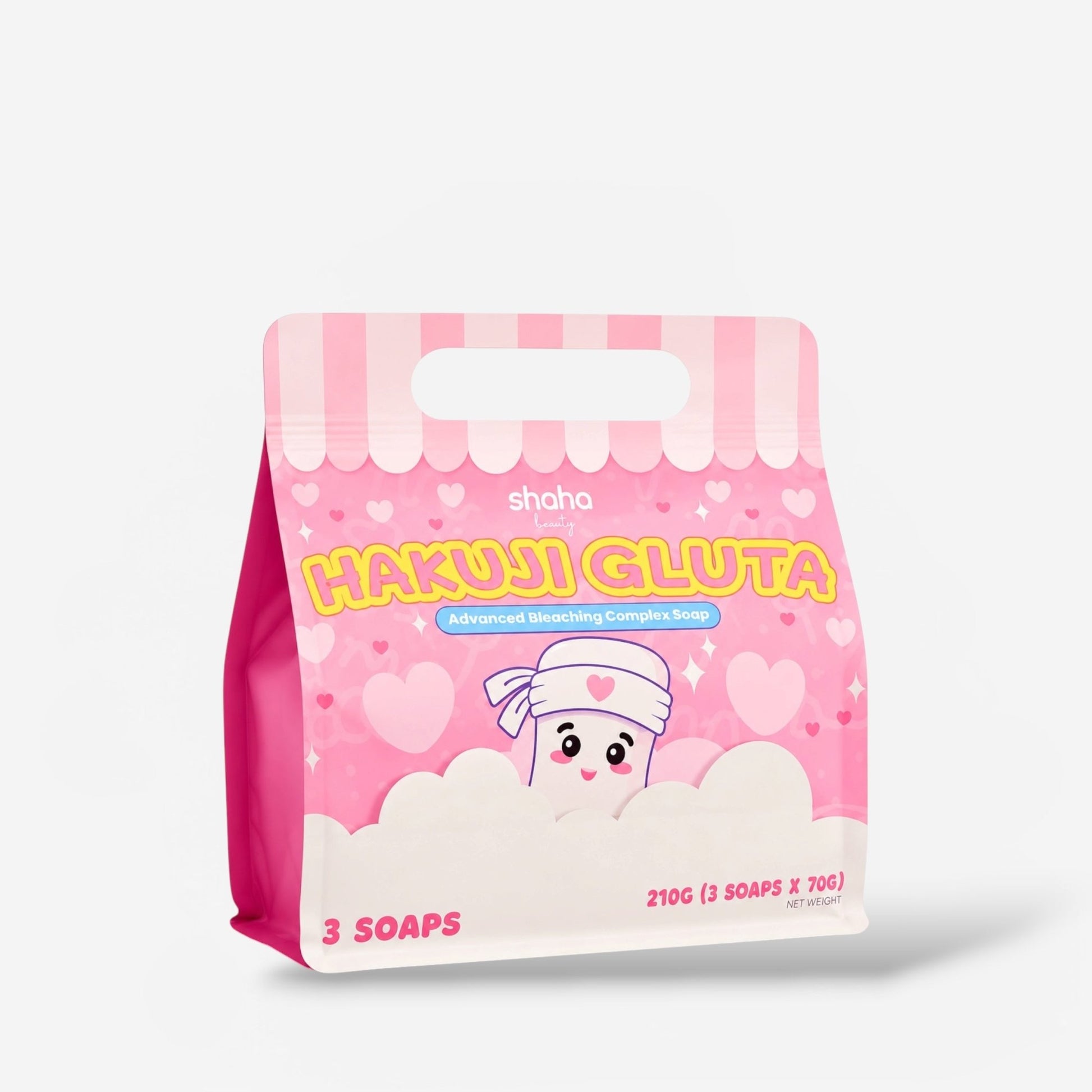 Shaha Beauty Hakuji Gluta Advanced Bleaching Complex Soap (70g x 3 Bar) صابون شاها بيوتي هاكوجي جلوتا المتطور لتفتيح البشرة - Princess Cosmetics Qatar