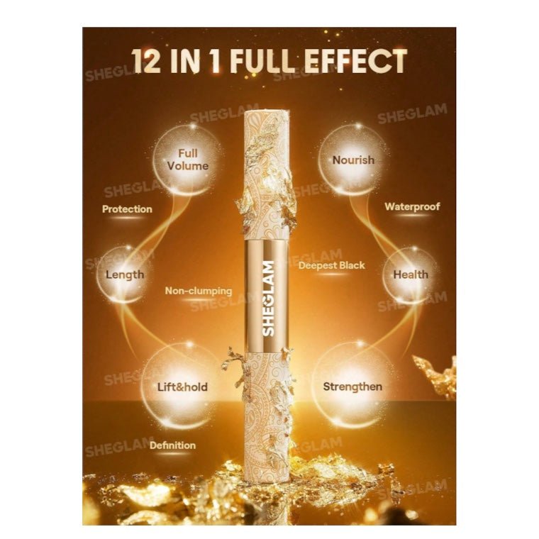SHEGLAM All-In-One 24k Multi-Effect Waterproof Mascara- Black شيجلام ماسكارا All In One 24K متعددة التأثيرات المقاومة للماء - أسود - Princess Cosmetics Qatar