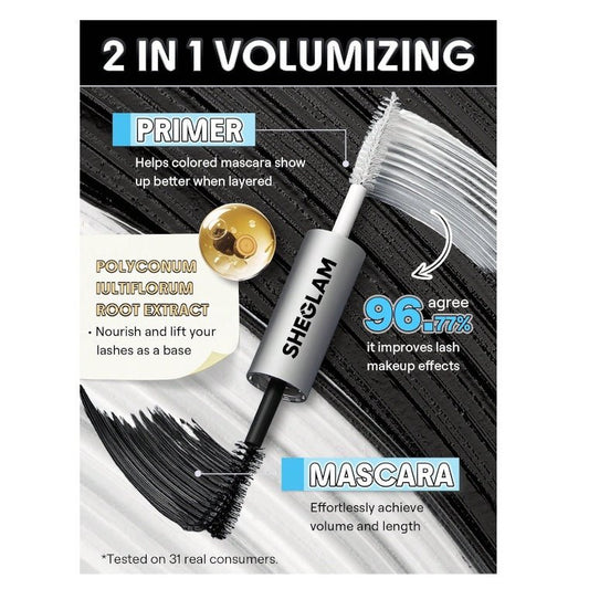 SHEGLAM All-In-One Primer & Tubing Volume Mascara - Black شيجلام ماسكارا الكل في واحد برايمر وتكثيف الرموش بتقنية الأنابيب - أسود - Princess Cosmetics Qatar