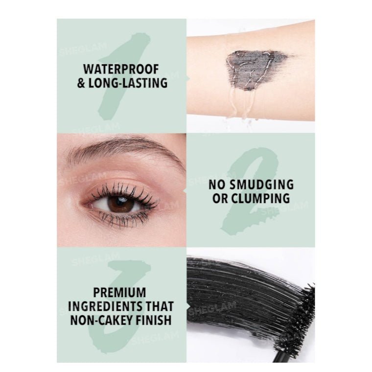SHEGLAM All-In-One Volume & Length Waterproof Mascara شيغلام ماسكارا مقاومة للماء لتكثيف وإطالة الرموش – الكل في واحد - Princess Cosmetics Qatar