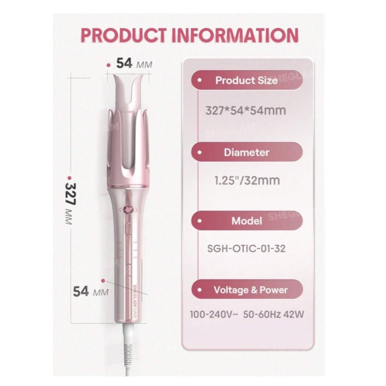 SHEGLAM Cupid’s Charm One-Touch Instant Curler - 32mm شيجلام جهاز تجعيد الشعر الفوري بلمسة واحدة كيوبيدز تشارم - 32 مم - Princess Cosmetics Qatar