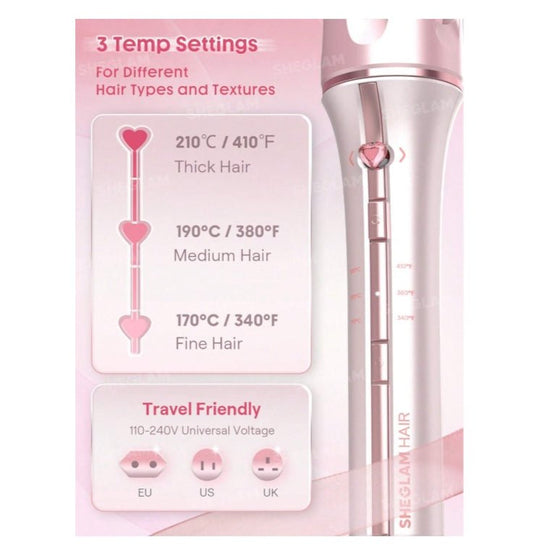 SHEGLAM Cupid’s Charm One-Touch Instant Curler - 32mm شيجلام جهاز تجعيد الشعر الفوري بلمسة واحدة كيوبيدز تشارم - 32 مم - Princess Cosmetics Qatar