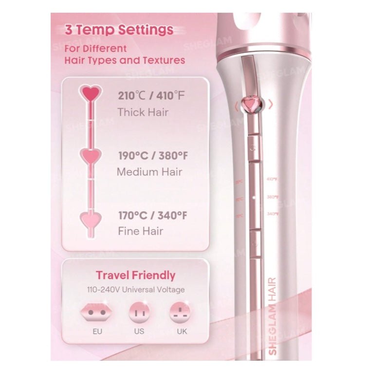 SHEGLAM Cupid’s Charm One-Touch Instant Curler - 32mm شيجلام جهاز تجعيد الشعر الفوري بلمسة واحدة كيوبيدز تشارم - 32 مم - Princess Cosmetics Qatar