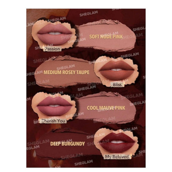 SHEGLAM Ember Rose Dynamatte Boom Long-Lasting Matte Lipstick Set شيغلام طقم أحمر شفاه إمبر روز داينامات بوم مطفي طويل الثبات - Princess Cosmetics Qatar