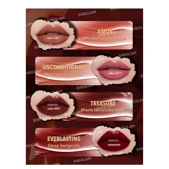 SHEGLAM Ember Rose Immortal Love Nourishing Lip Gloss Set شيغلام إمبر روز إيمورتال لوف – مجموعة ملمع شفاه مغذٍ - Princess Cosmetics Qatar