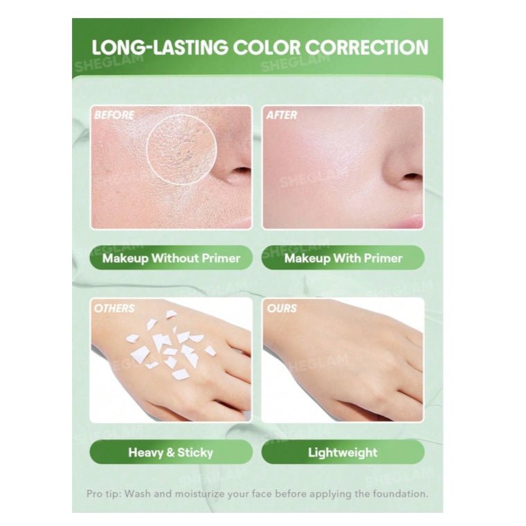 SHEGLAM Even Better Color Correcting Primer - Green 30g شيغلام برايمر مصحح للألوان إيفن بيتر - أخضر - Princess Cosmetics Qatar