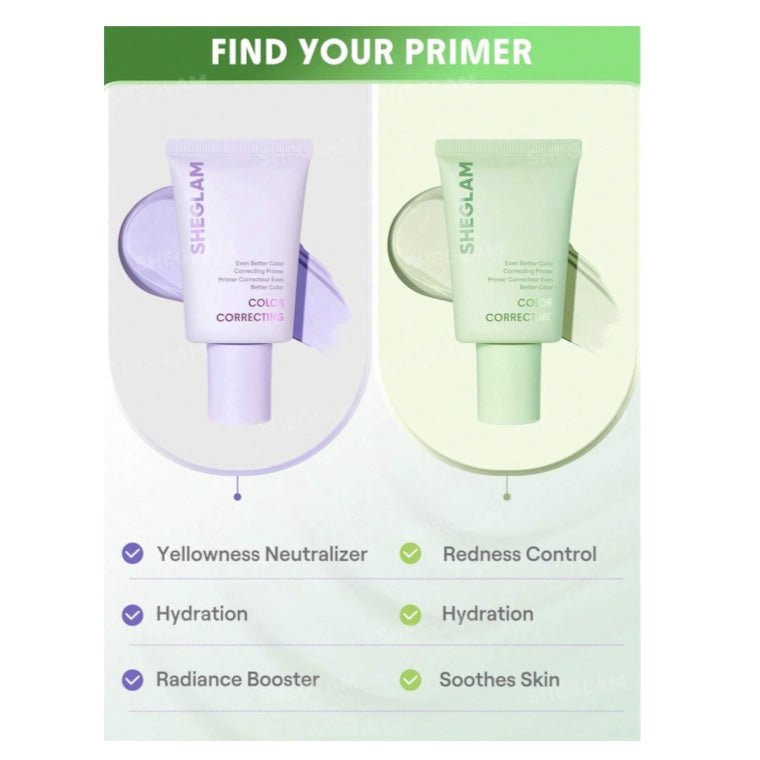 SHEGLAM Even Better Color Correcting Primer - Green 30g شيغلام برايمر مصحح للألوان إيفن بيتر - أخضر - Princess Cosmetics Qatar