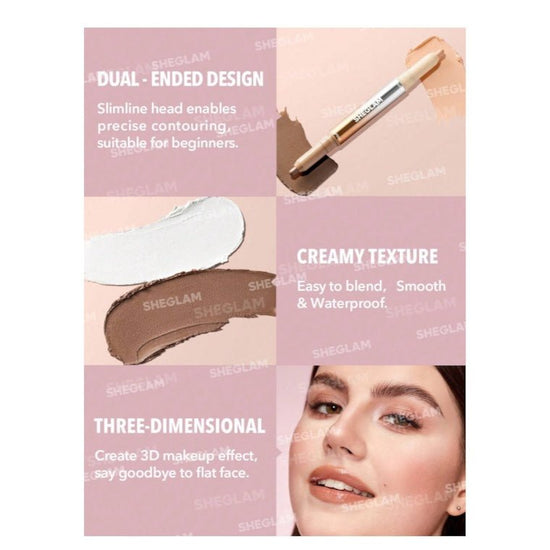 SHEGLAM Fine Line 2-In-1 Nose Contour & Highlight Pen شيغلام قلم تحديد وإضاءة الأنف فاين لاين 2 في 1 - Princess Cosmetics Qatar