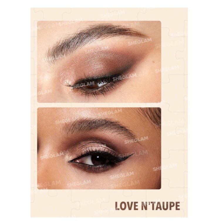 SHEGLAM Jazy Jigsaw Eyeshadow Palette - Love N’ Taupe شيغلام باليت ظلال العيون جازي جيغسو - لوف إن توب - Princess Cosmetics Qatar